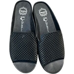 Jeffrey Campbell Black Grid Platform Wedge Slides Sandals 90s Y2K‎ Women's Sz 6